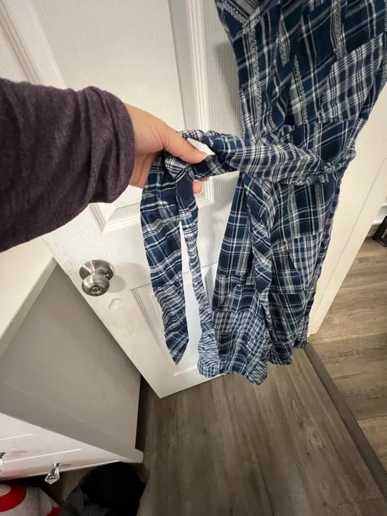 Ralph Lauren Navy and White Plaid Spaghetti-Strap Midi Dress - Picture 4 of 13